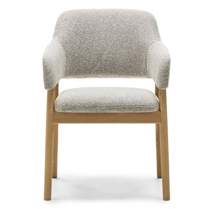 Sedia imbottita LORA, grigio chiaro, bouclé/quercia