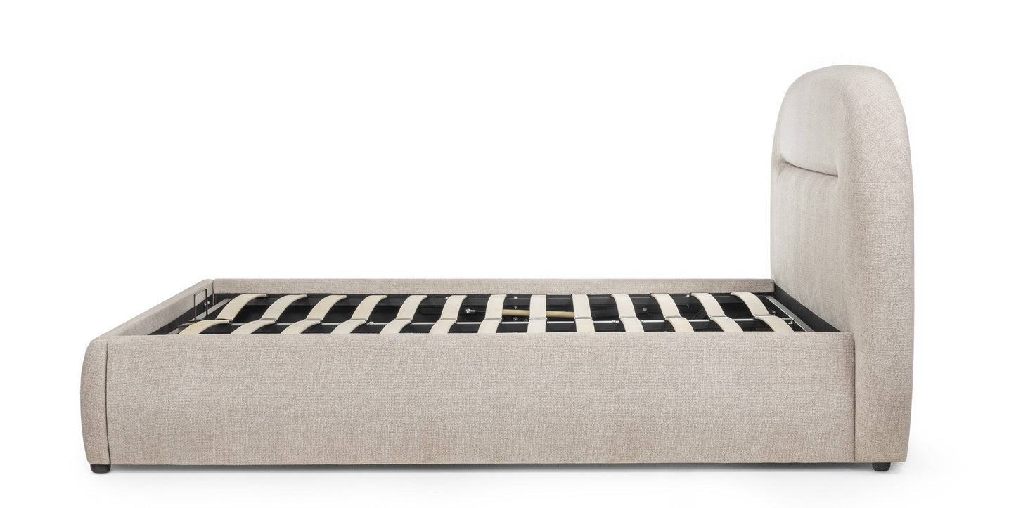 Letto imbottito MALANEL 160x200 cm, beige chiaro, arrotondato