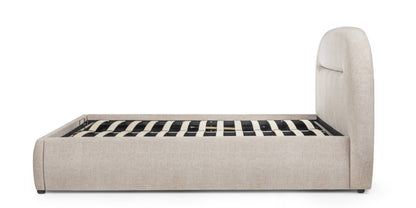 Letto imbottito MALANEL 160x200 cm, beige chiaro, arrotondato