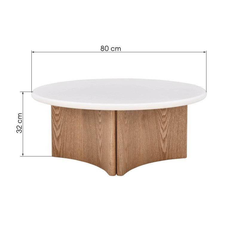 Tavolino da caffè ARLOM 80 cm, bianco crema/rovere