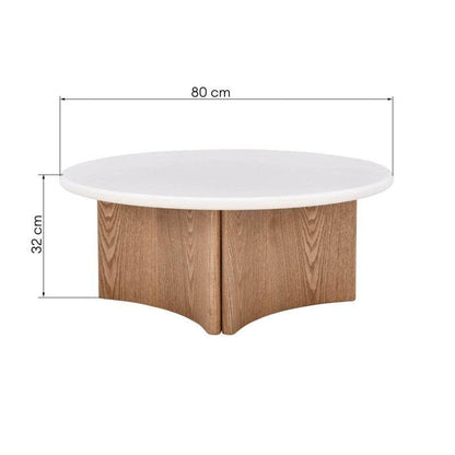 Tavolino da caffè ARLOM 80 cm, bianco crema/rovere