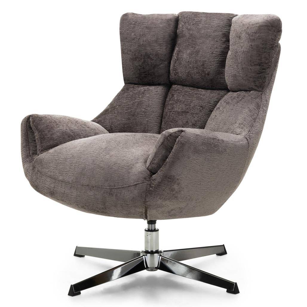 Drehbarer Sessel LUPIN, Taubengrau/verchromte Beine