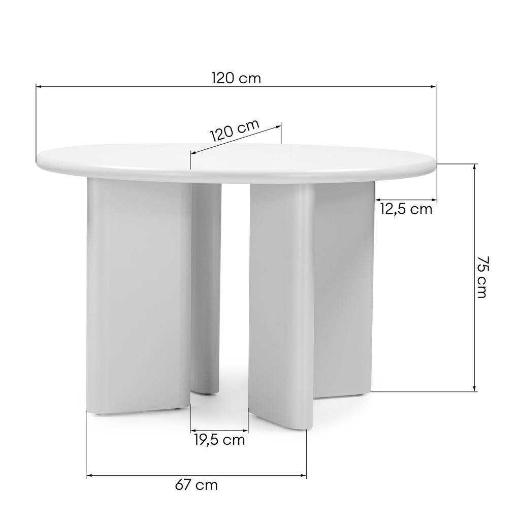 Tavolo da Pranzo MOLIQ 120 cm, Rotondo, Beige Grigio
