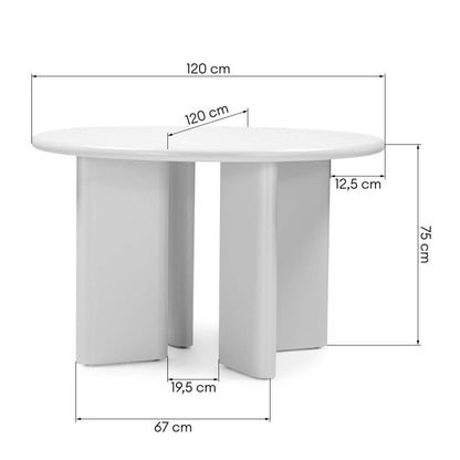 Tavolo da Pranzo MOLIQ 120 cm, Rotondo, Beige Grigio