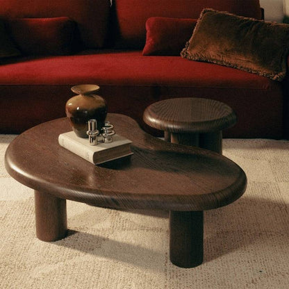 Set di tavolini WALNUT rovere scuro forme arrotondate