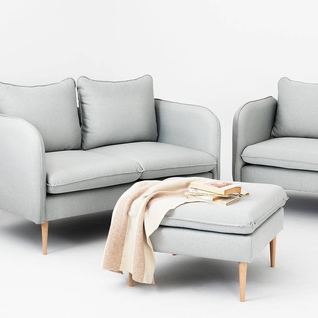 Sofa POSH WOOD 2-Sitzer - Platin, Natur