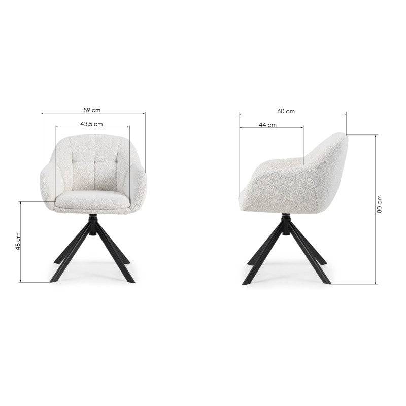 Poltrona ANTOS girevole, beige crema e gambe nere