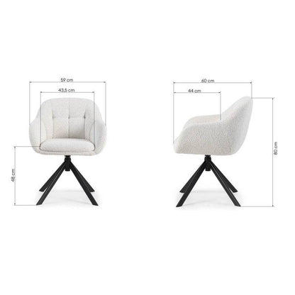 Poltrona ANTOS girevole, beige crema e gambe nere