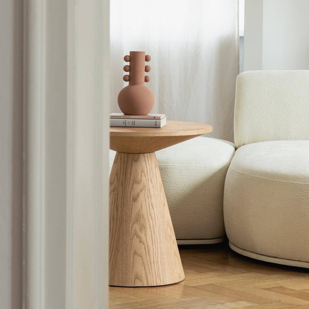 Tavolino laterale ORB, 60 cm, rotondo, quercia
