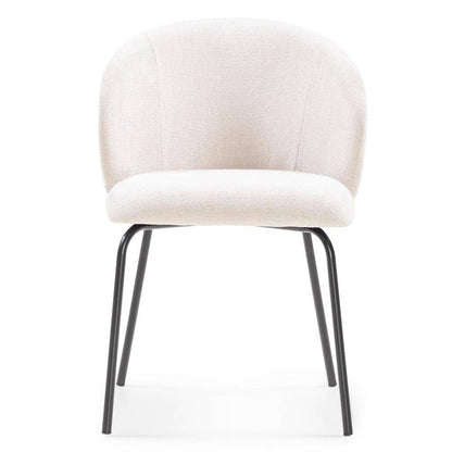 Sedia da pranzo LUEUR, beige chiaro, gambe nere