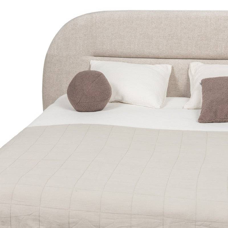 Letto imbottito MALANEL 160x200 cm, beige chiaro, arrotondato