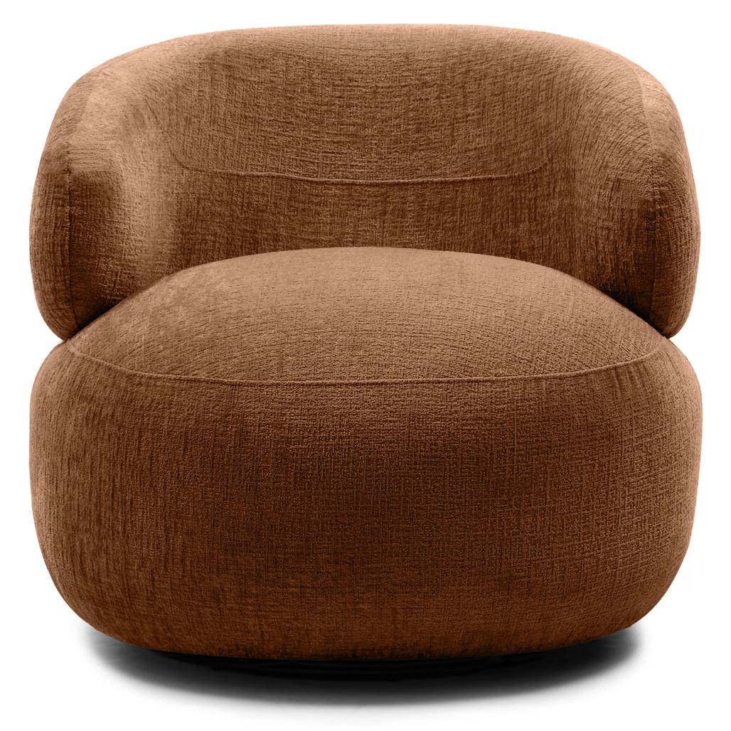 Poltrona girevole ORIEL, rame, forme arrotondate