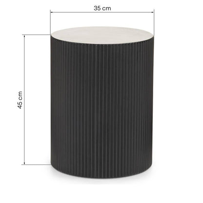 Tavolino laterale RYU 35 cm, nero, rigato