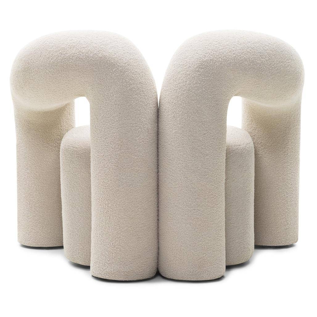 Gepolsterter Sessel SELLEL, hellbeige, Bouclé