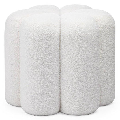 Pouf FLORI bezogen mit weißem Bouclé