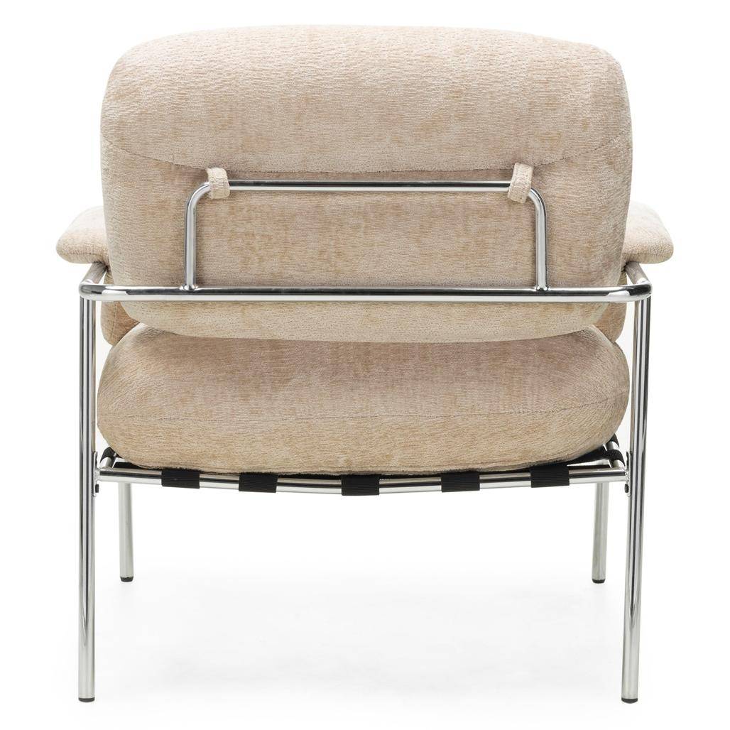 Poltrona MOYA beige con struttura cromata