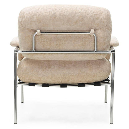Poltrona MOYA beige con struttura cromata