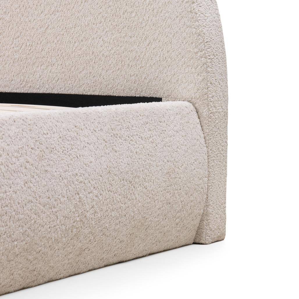 Polsterbett MIMIQ 140x200 cm Beige mit abgerundetem Kopfteil