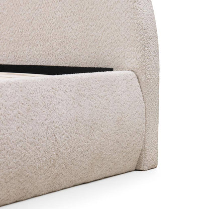 Polsterbett MIMIQ 140x200 cm Beige mit abgerundetem Kopfteil