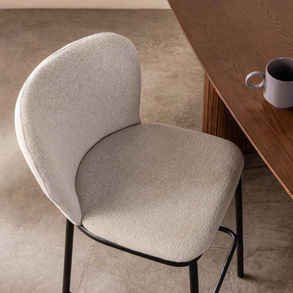 Barhocker NIKA, ecru mit schwarzen Füßen