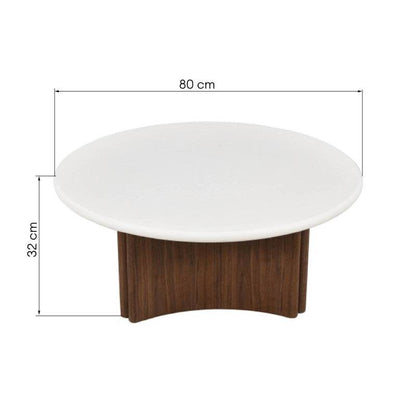 Couchtisch ARLO 80 cm, weiß-Nussbaum