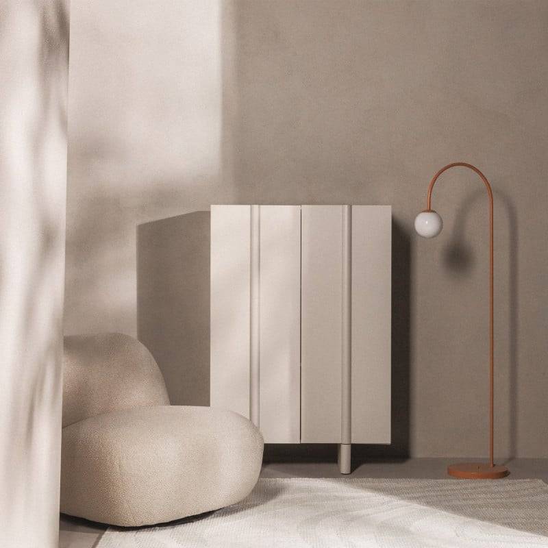 Cassettiera OSSM 2 porte cashmere, fronti arrotondati