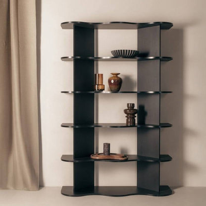 Scaffale RHIO alto nero con bordi ondulati