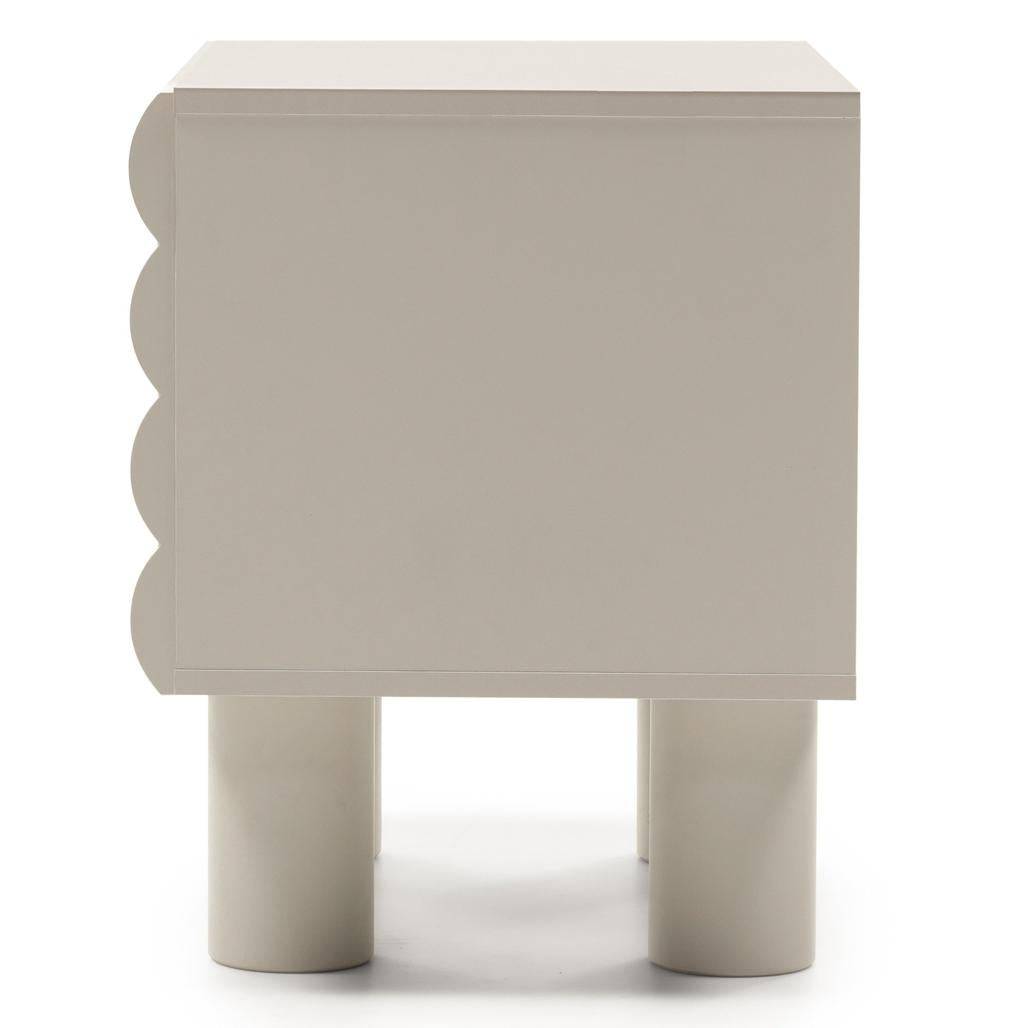 Mobile TV LUEL, righe decorative, beige, forme arrotondate
