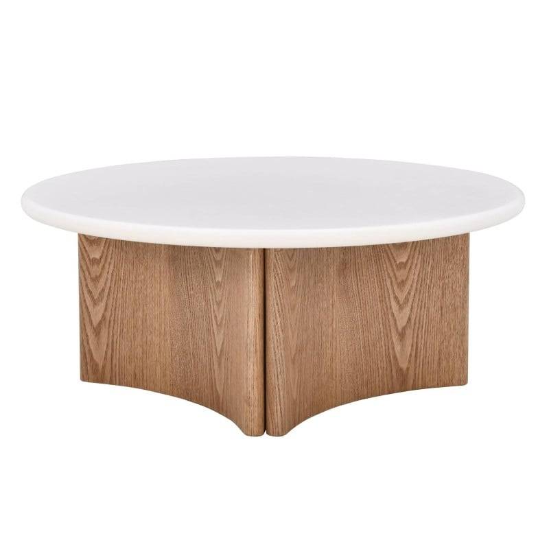 Tavolino da caffè ARLOM 80 cm, bianco crema/rovere