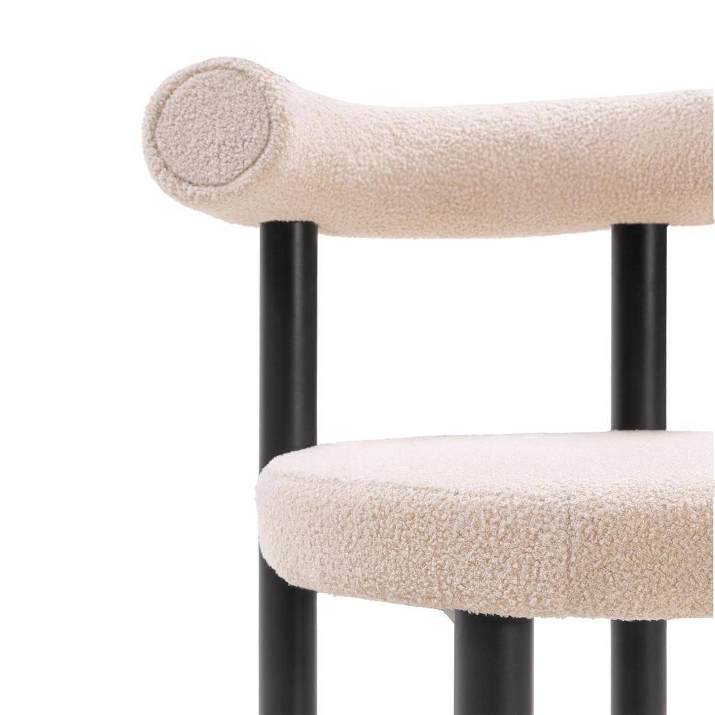 Esszimmerstuhl PERER, Beige Bouclé/Schwarze Beine