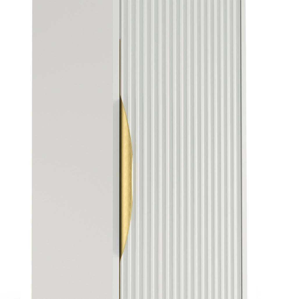 Mobile bagno ANVERS, rigato, maniglia oro, bianco