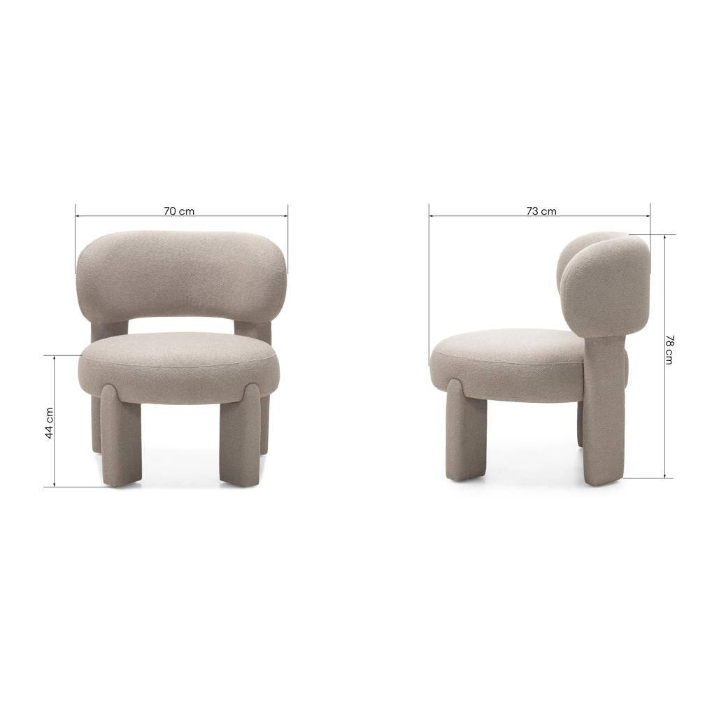 Poltrona imbottita SAMMA, grigio-beige, bouclé