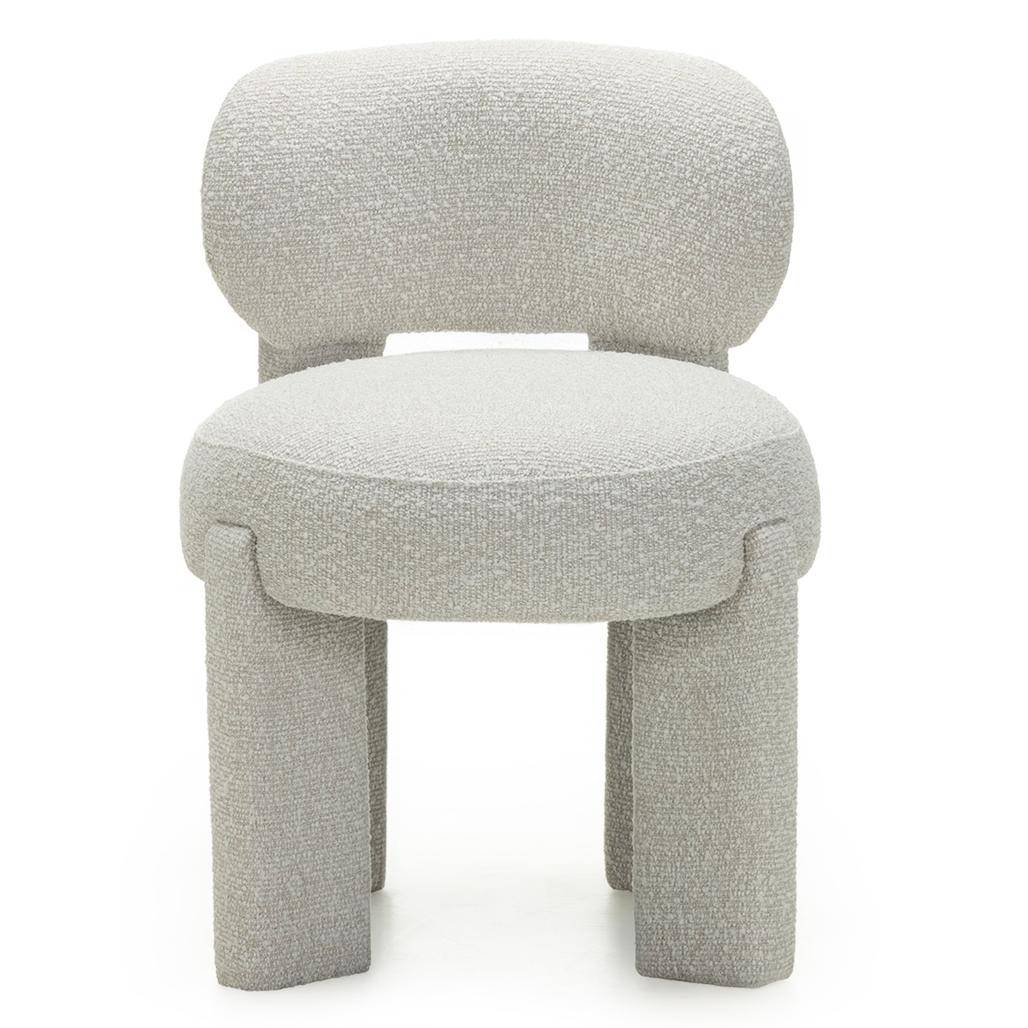 Sedia imbottita SAMMA, beige e grigio, bouclé