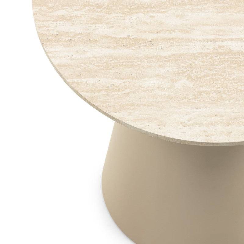 Tavolino da Caffè OREZ, Rotondo 45 cm, Beige