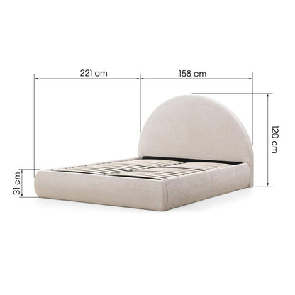 Polsterbett MIMIQ 140x200 cm Beige mit abgerundetem Kopfteil