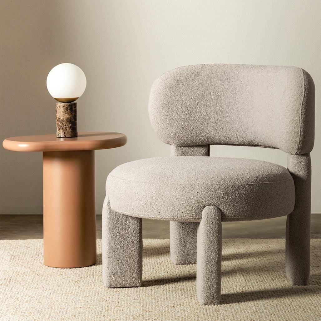 Poltrona imbottita SAMMA, grigio-beige, bouclé