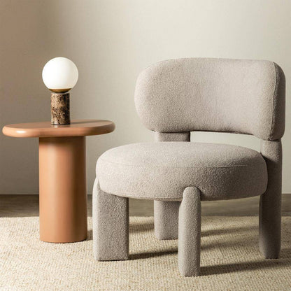 Poltrona imbottita SAMMA, grigio-beige, bouclé