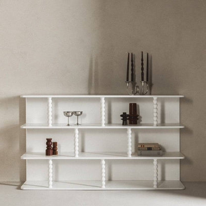 Scaffale basso PERLEN bianco, supporti a sfera