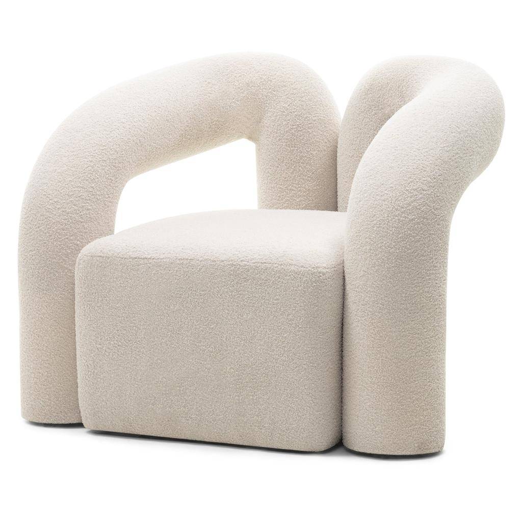 Gepolsterter Sessel SELLEL, hellbeige, Bouclé