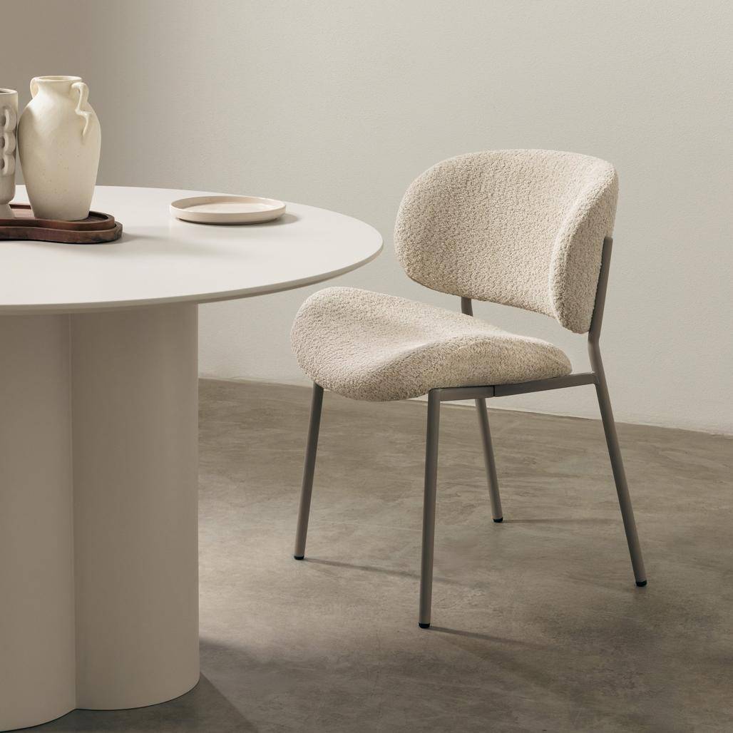 Polsterstuhl SUKRA, Beige, Bouclé