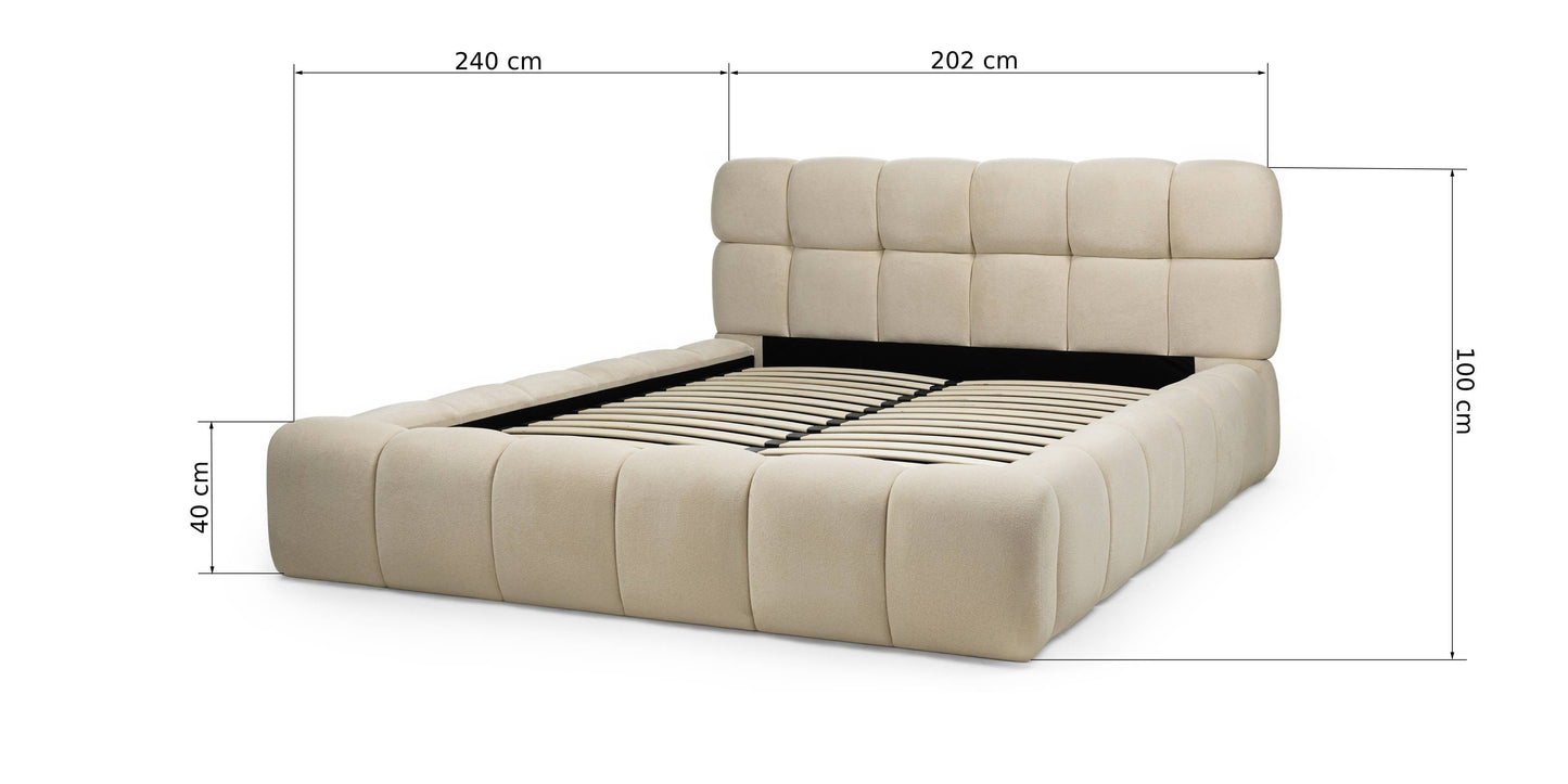 Letto NEXTO imbottito 160x200 cm, beige chiaro con contenitore
