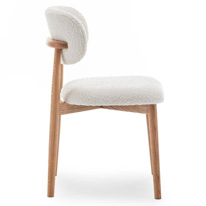 Gepolsterter Stuhl MIA, weiß, Bouclé/Eiche