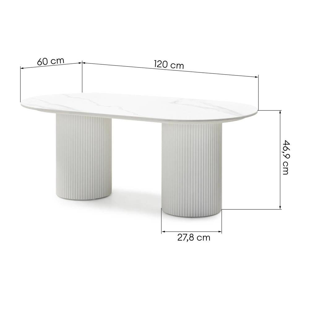 Tavolino da caffè 120 cm MARBELLA ovale effetto marmo
