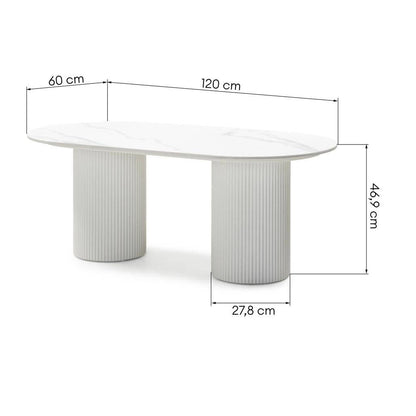 Tavolino da caffè 120 cm MARBELLA ovale effetto marmo