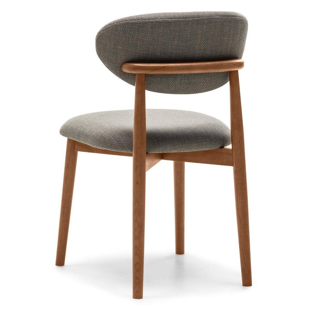 Sedia rivestita MIA, grigio scuro/noce