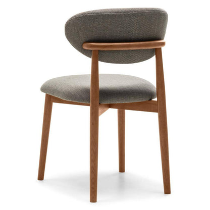 Sedia rivestita MIA, grigio scuro/noce