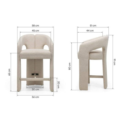 JOEL Sgabello rivestito beige