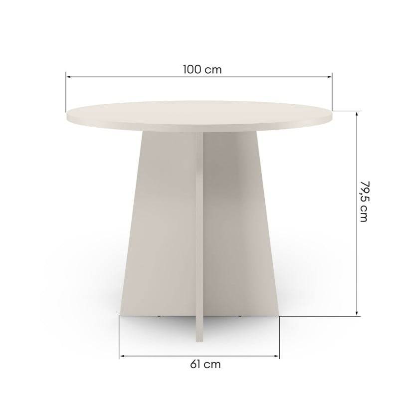 Tavolo da pranzo rotondo ERLO 100 cm, cashmere