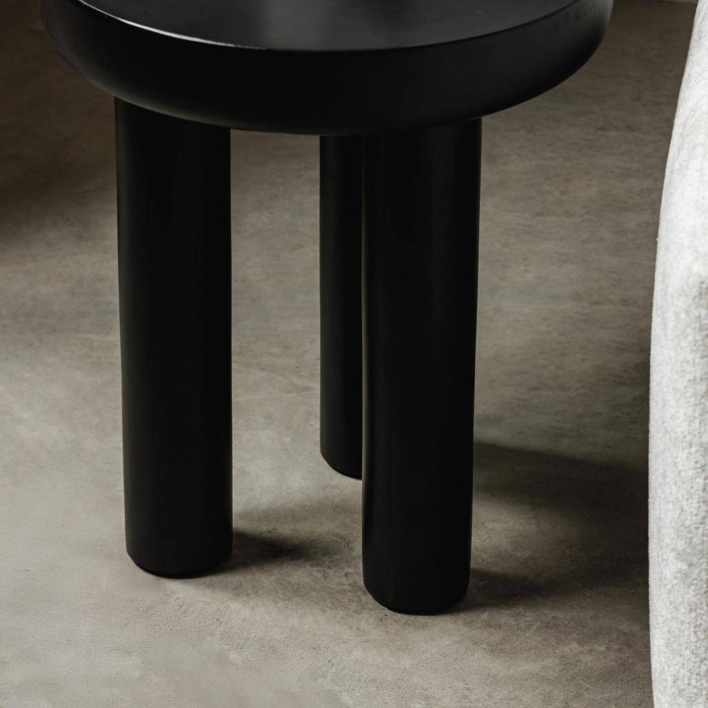 Beistelltisch, rund, schwarz, 50 cm LANG