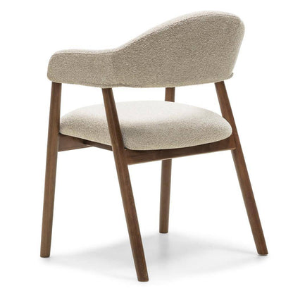 Polsterstuhl LARIS Beige Bouclé/Nussbaum